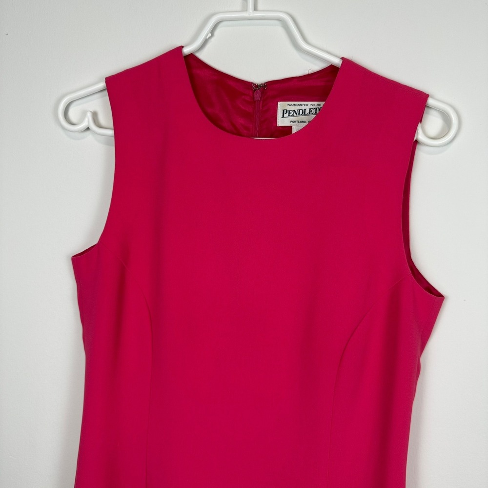 VINTAGE Pendleton Hot Pink Sleeveless Sheath Dress Size 4 Made in USA - Picture 2 of 10